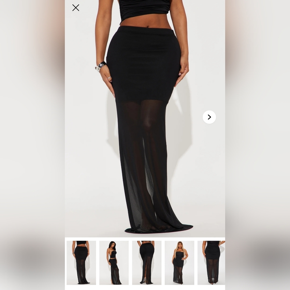 Fashion Nova Black Sheer Maxi Skirt